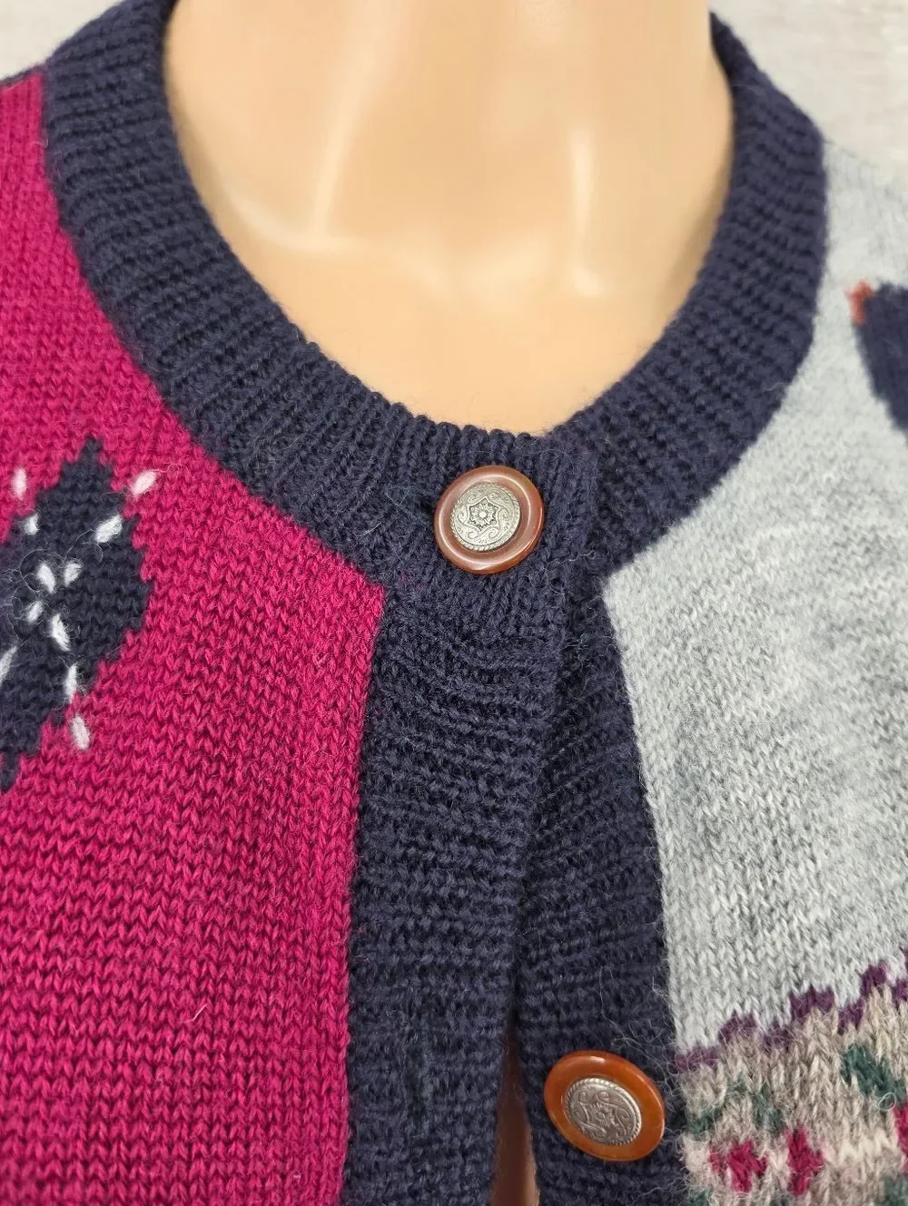 Tulchan Wool Navy Sweater Cardigan Argyle Plaid Scottie Dog Castle Dark Academia